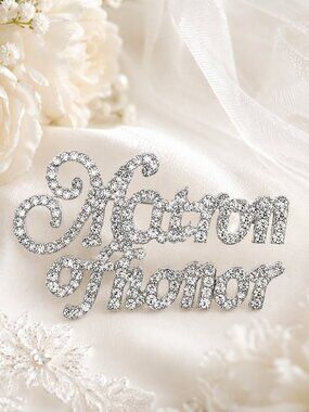 Bridal Party Brooch Pins (Matron of Honor (Silver))